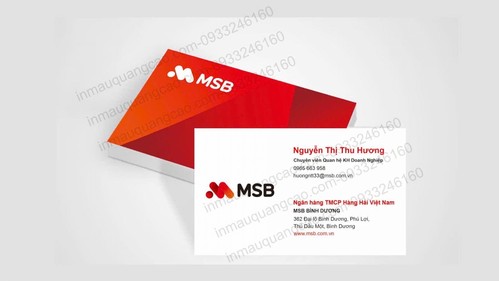 Mẫu card visit ngân hàng MSB đẹp