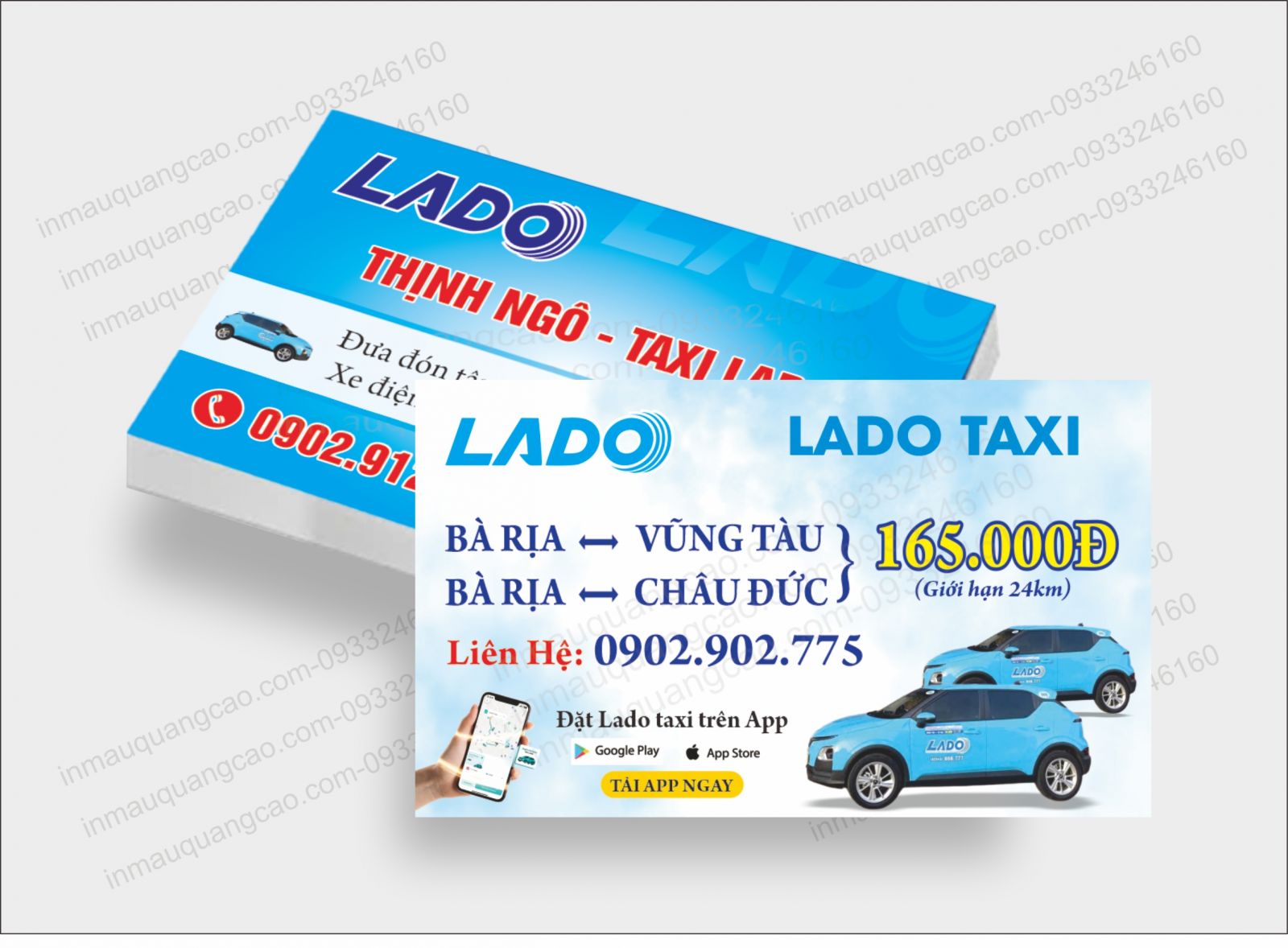 Mẫu card visit taxi Lado SM - in card visit taxi giá rẻ Bình Dương