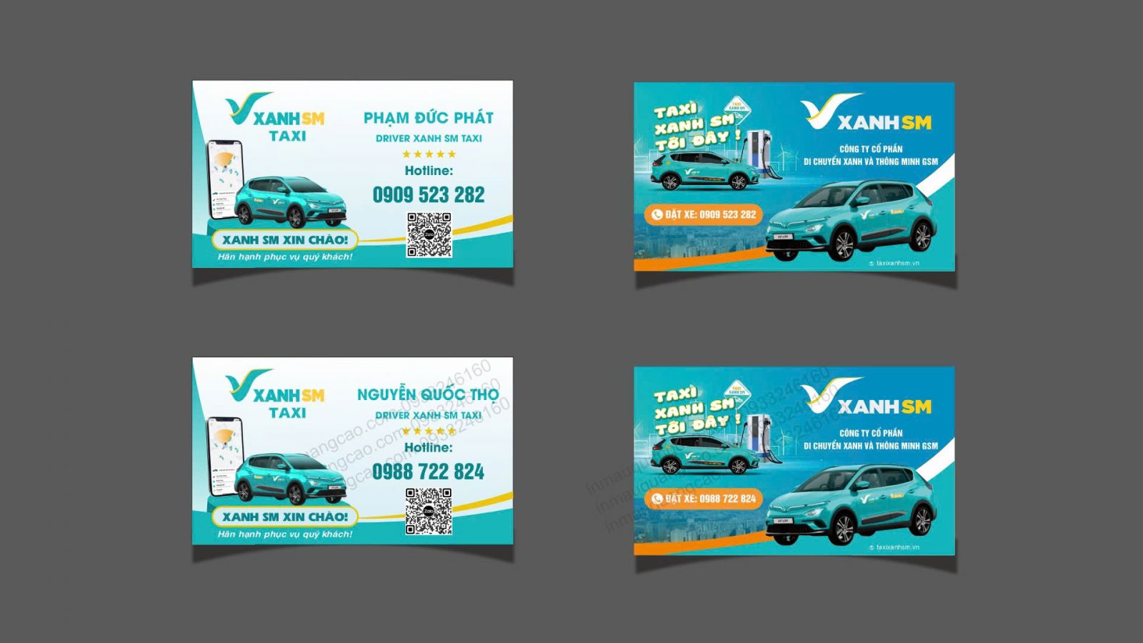 in card visit taxi xanh SM tại Bình Dương