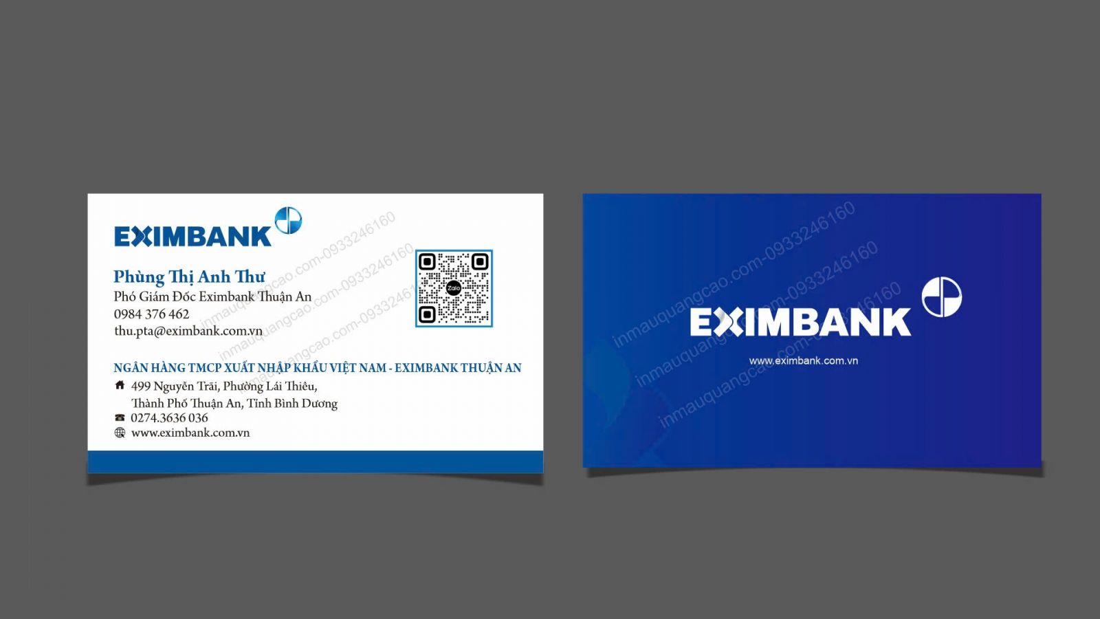 Mẫu danh thiếp ngân hàng Eximbank - in danh thiếp Bình Dương
