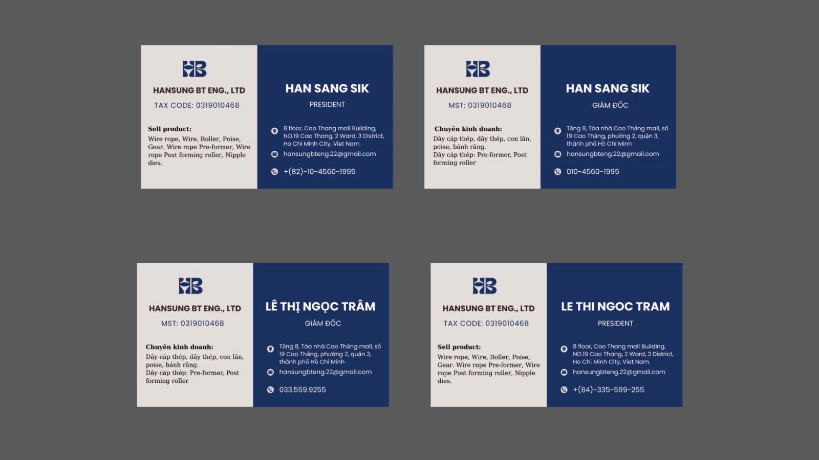 Mẫu card visit song ngữ đẹp - in danh thiếp Bình Dương
