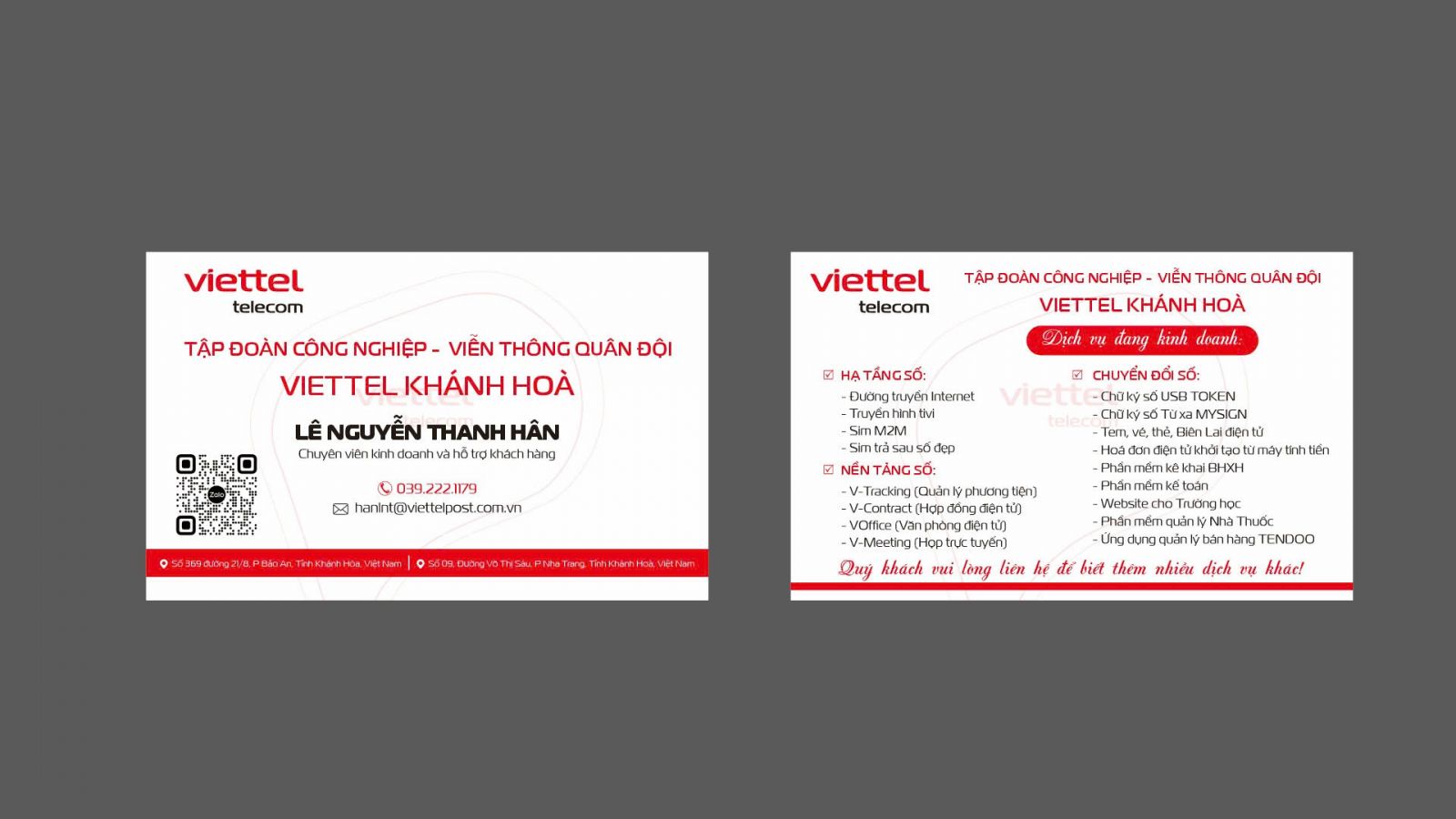 Danh thiếp Viettel đẹp - in danh thiếp giá rẻ Thủ Dầu Một TPHCM