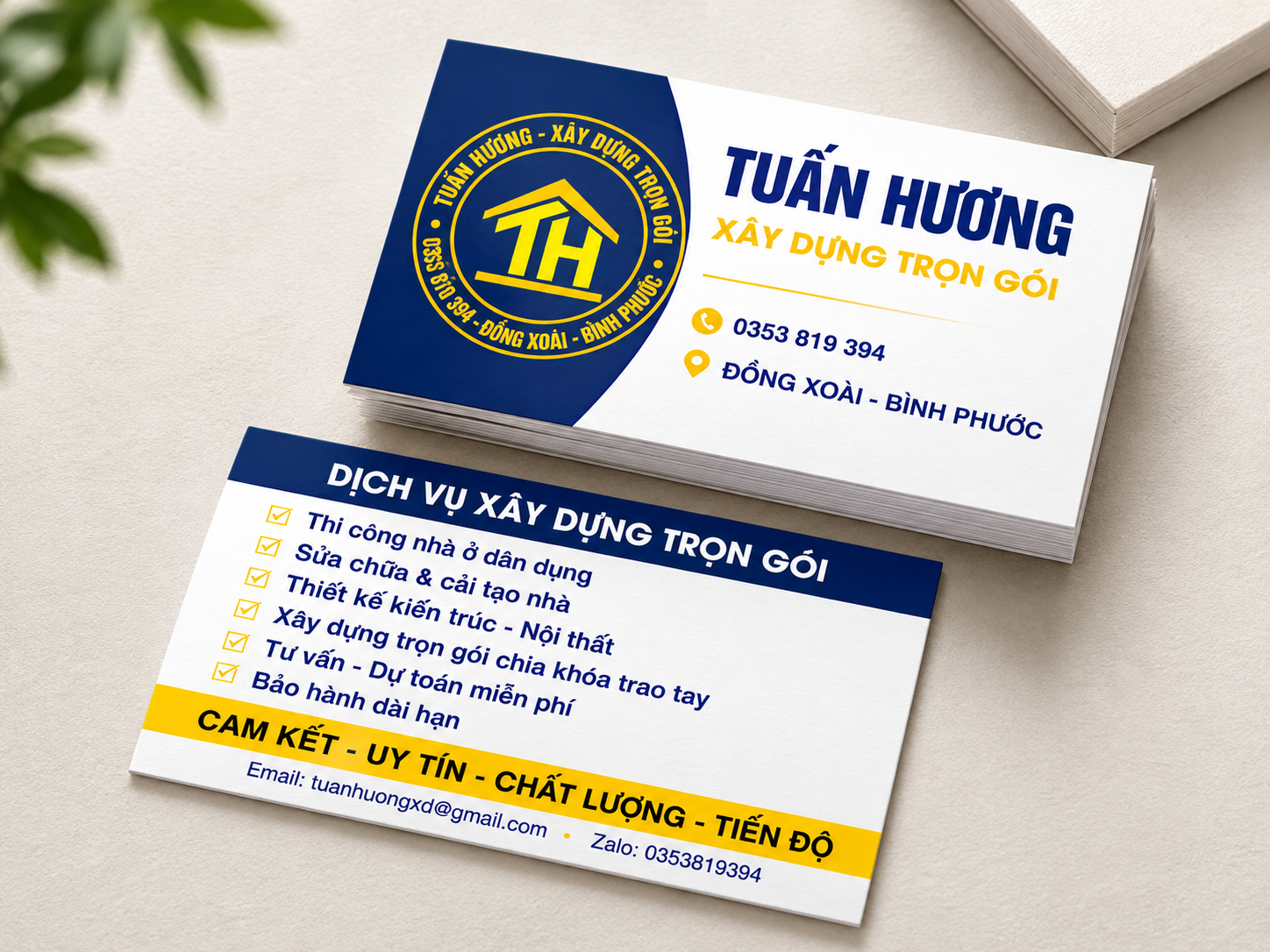 Mẫu danh thiếp công ty xấy dựng tại Đồng Xoài, ĐN