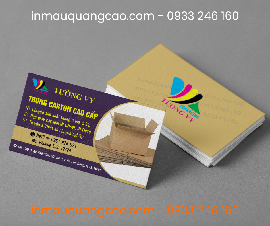 Mẫu card visit cty bao bì thùng carton, in card visit Tân Đông Hiệp Bình Dương HCM