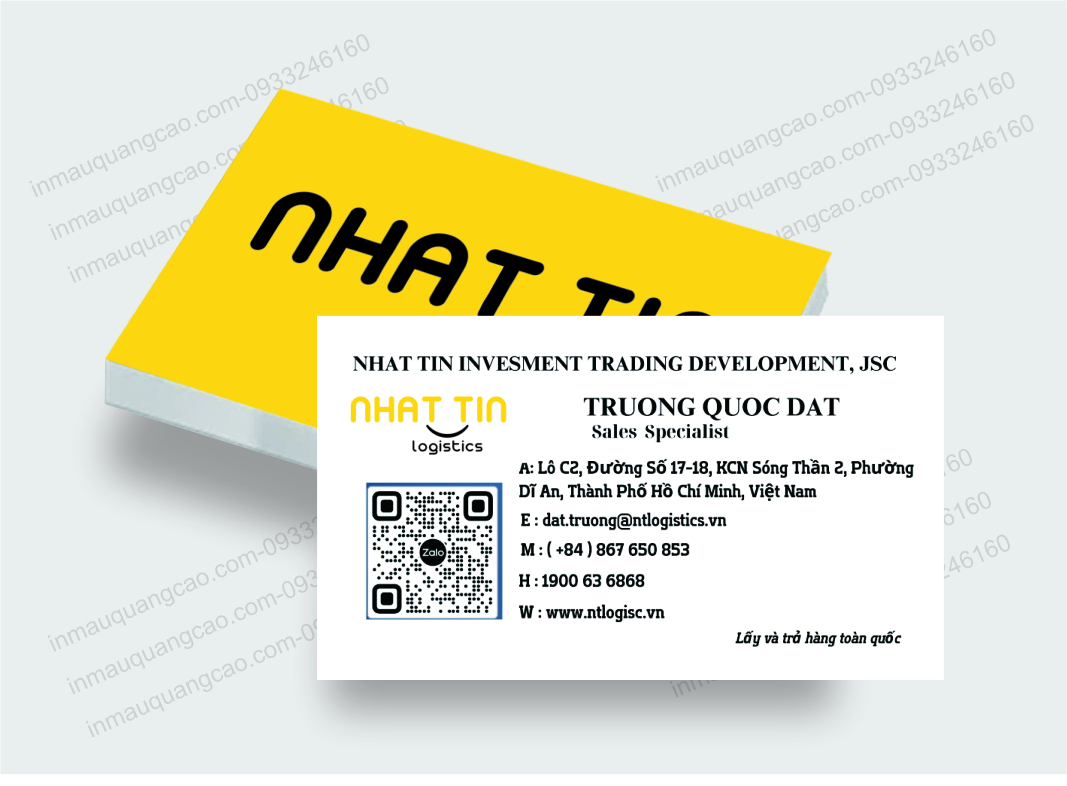Mẫu card visit cty Nhat Tin - in card visit giá rẻ Dĩ An TPHCM