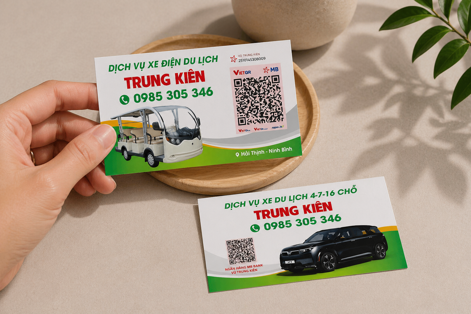 Mẫu card visit dịch vụ du lịch xe điện - in card visit Bình Dương