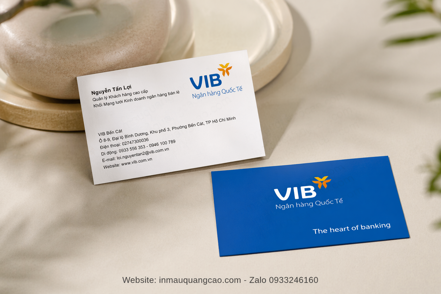 Mẫu name card ngân hàng Vibank - in name card giá rẻ Bình Dương