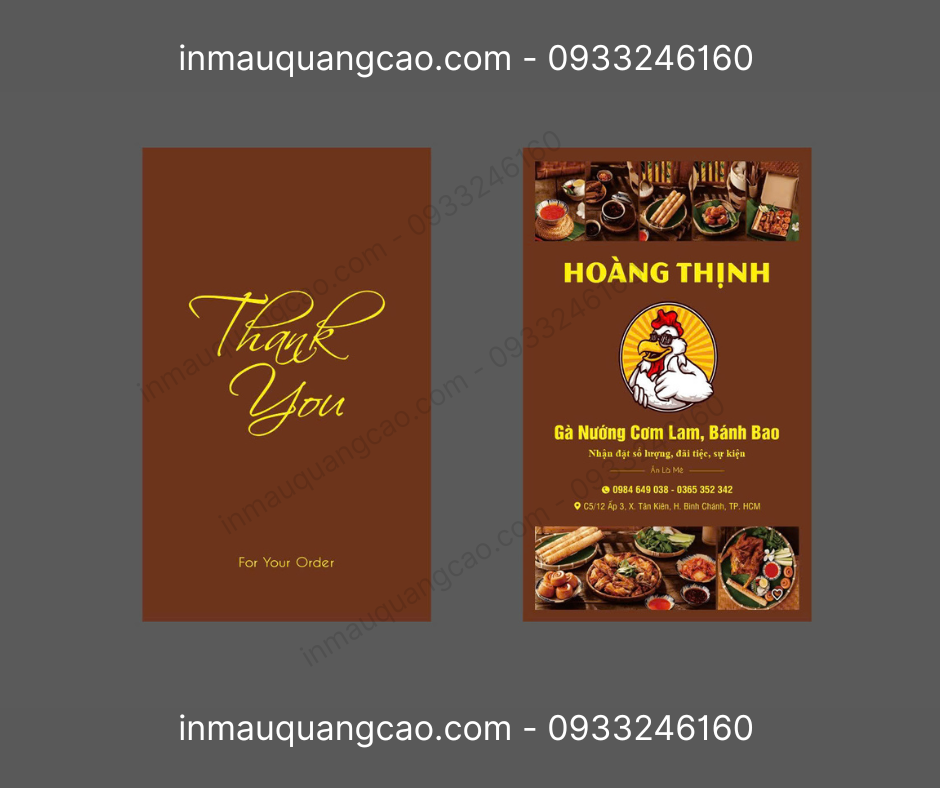 Mẫu danh thiếp tiệm gà nướng - in danh thiếp giá rẻ Bình Dương TPHCM
