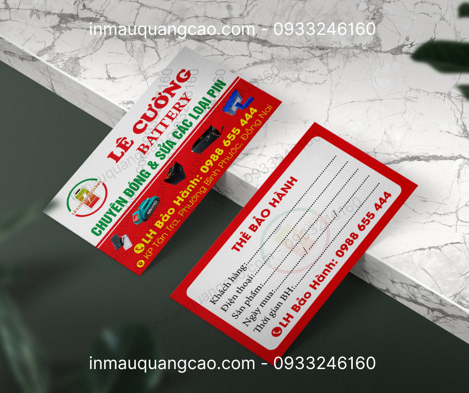 Mẫu thẻ bảo hành đẹp - in thẻ bảo hành giá rẻ Bình Dương TPHCM