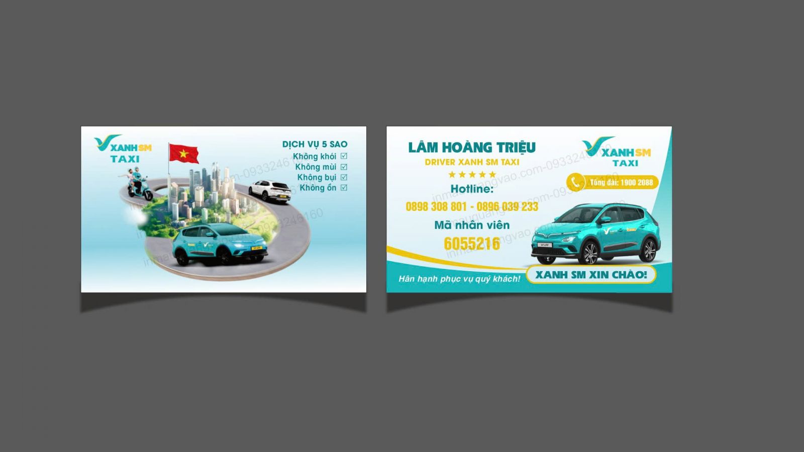 Mẫu card visit taxi Xanh SM đẹp