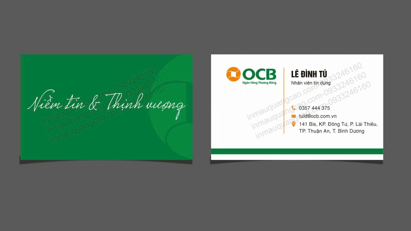 In danh thiếp ngân hàng OCB, in danh thiếp phường Bình Dương TPHCM