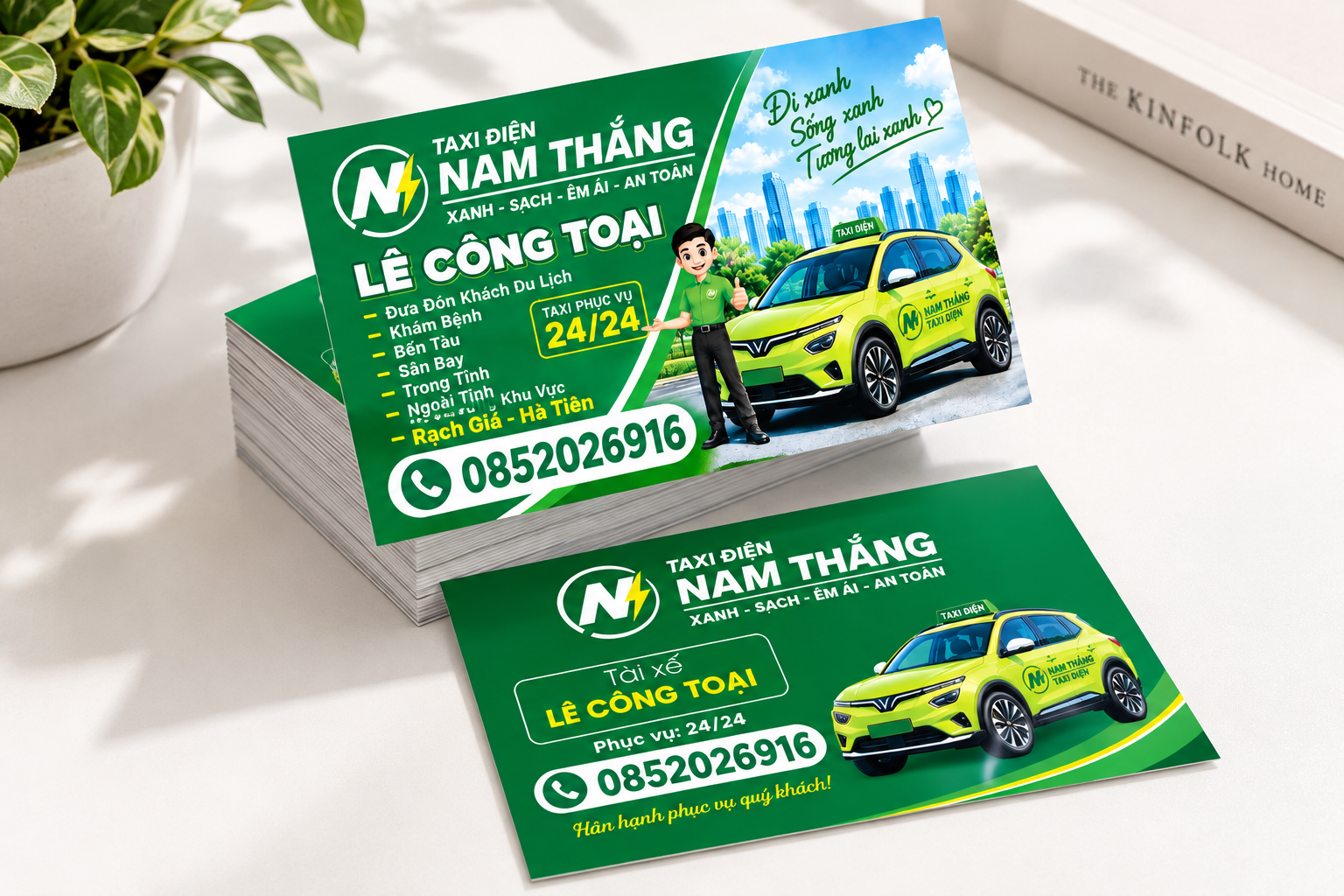 Mẫu danh thiếp xe dịch vụ điện vinfast tại Hà Tiên