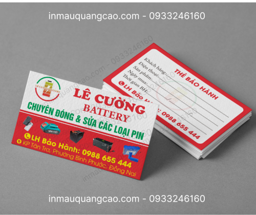 MẪU CARD VISIT THẺ BẢO HÀNH PIN